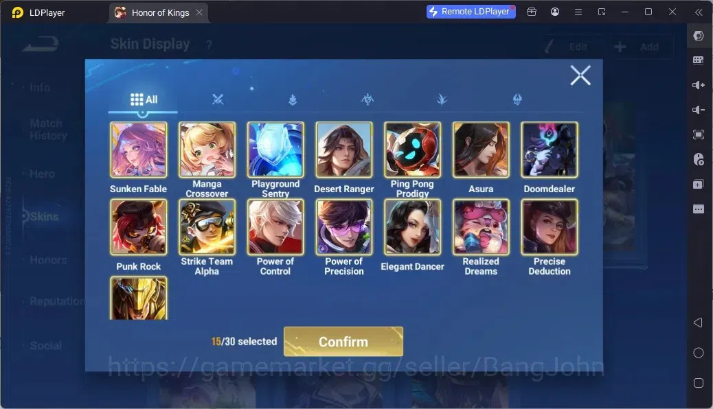 Honor of Kings Accounts Rare Skin Global | 37H 15S| 1 Legend | 1 Limited | 1 Limbo | 3 Epic | 1 Wordly | 1 HonorPass | 3 5