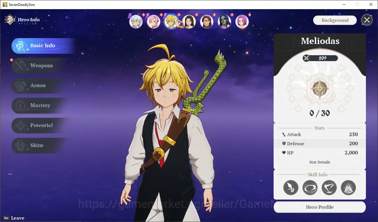 The Seven Deadly Sins: Origin Accounts EUROPE |2 SSR| Meliodas, Guila + SSR Selector & 5 image 1
