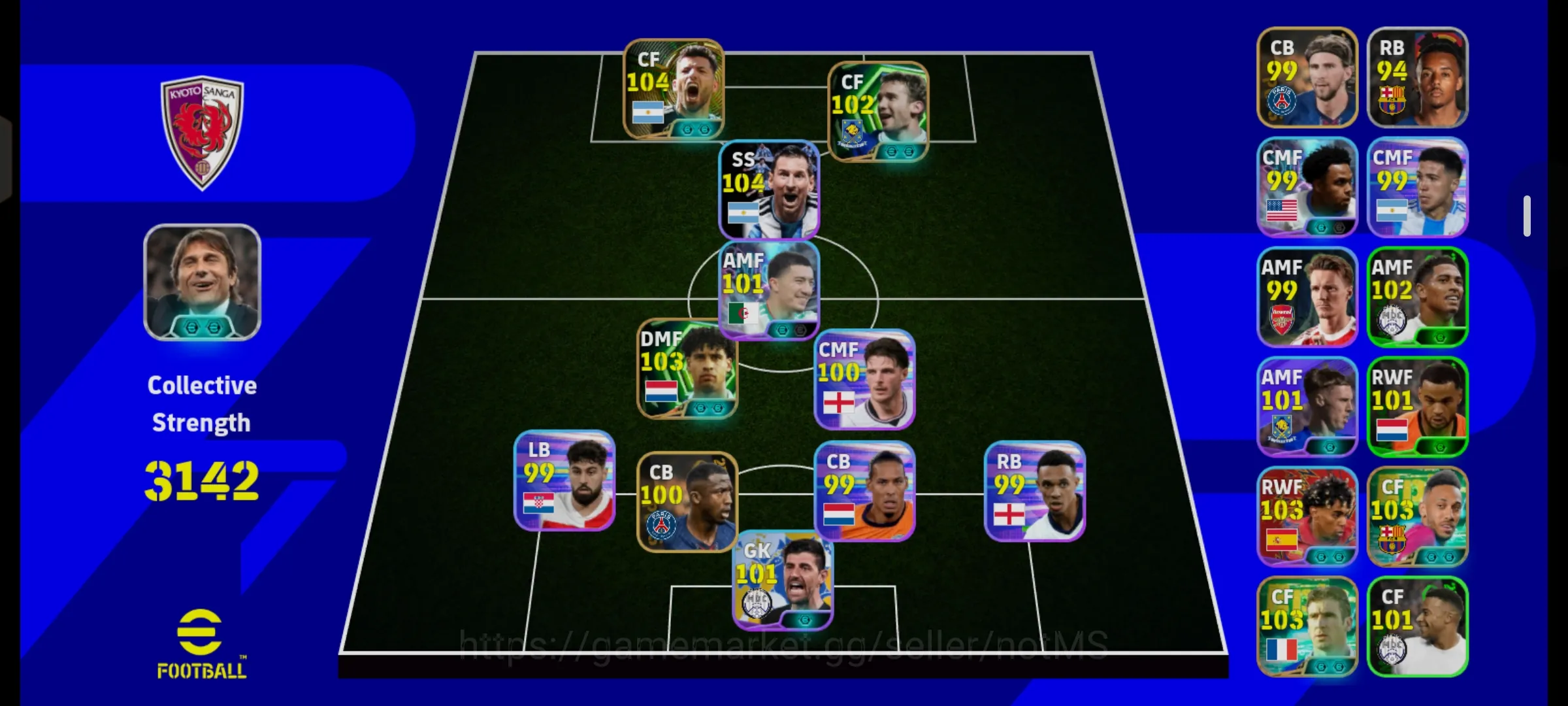 eFootball Accounts Legends & Iconic Players Efootball Collective Strength 3142 | Shevchenko 102 • AGUERO 104 • MESSI • OTHER 1