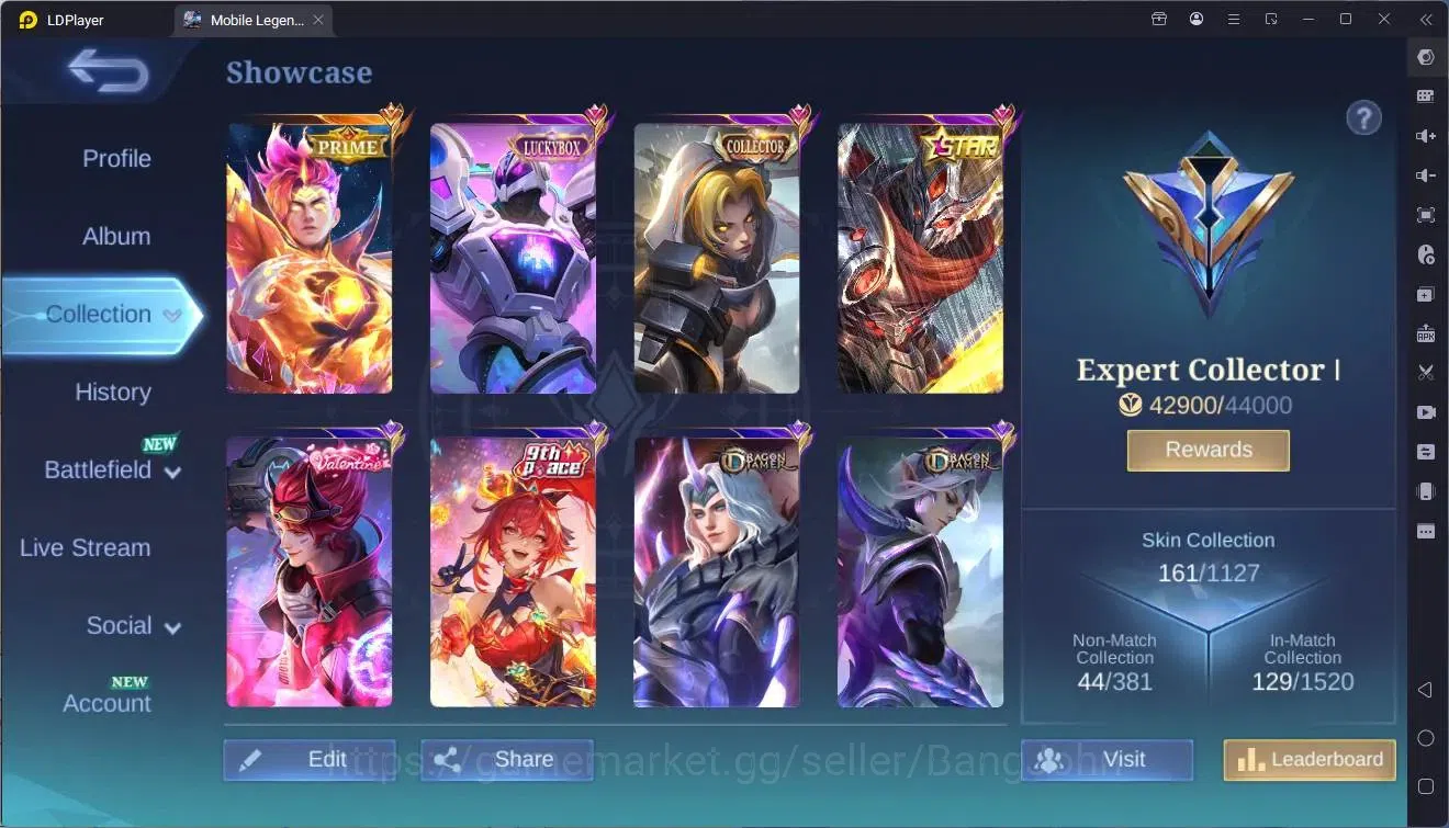 Mobile Legends: Bang Bang Accounts Global |Hero 96|Skin 161|Expert|Prime Claude|CC Na image 2