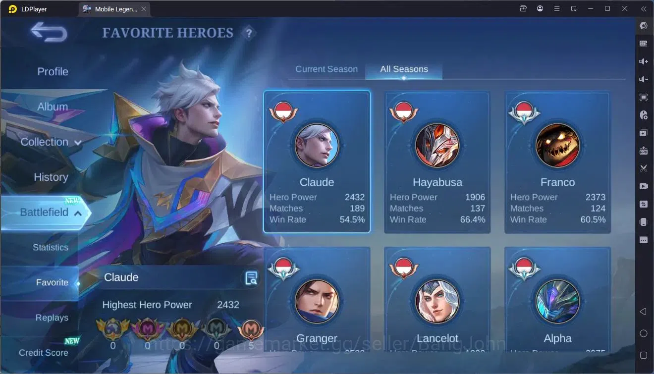 Mobile Legends: Bang Bang Accounts Global |Hero 96|Skin 161|Expert|Prime Claude|CC Na image 4