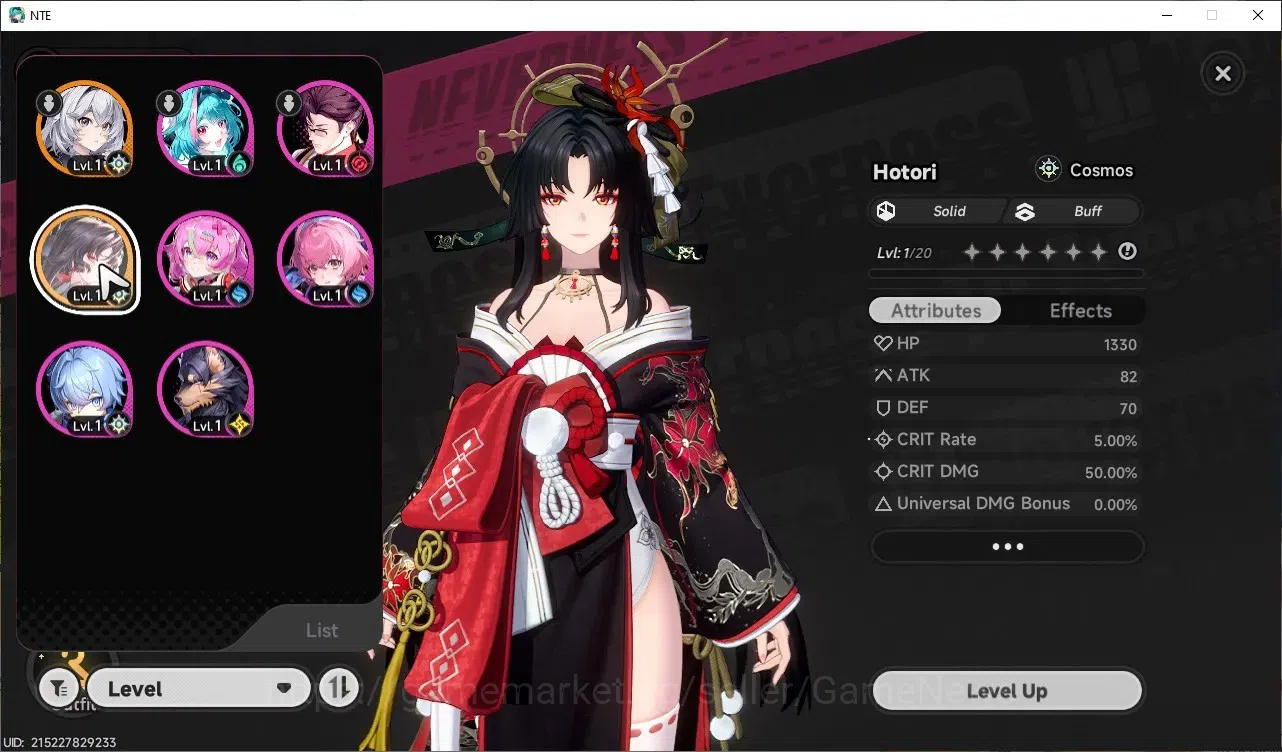 Neverness to Everness Accounts GLOBAL NA|HL 3|1 SSR| Limited Hotori |2 SSR Selector On|6 SR|Female MC|Log Email|NTE1266 1