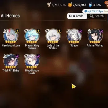 Epic Seven Accounts Starter GLOBAL UnVerif|New Era|7 ML(TidalR Elvira,LOTScales,NM Luna,Etc)+Aube,AFS Flan,Etc|Abys F 61|5K