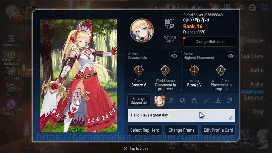 Epic Seven Accounts GLOBAL Unverif|New Era|2 ML (Rhinna&Luciella,Harse image 2