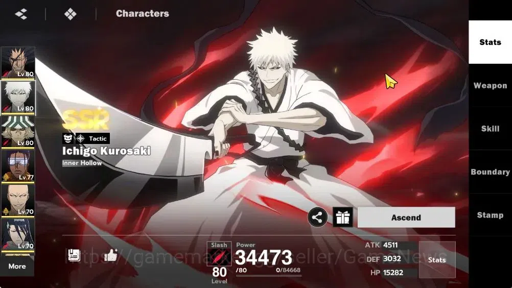 BLEACH: Soul Resonance Accounts NUVERSE SEA|Lvl 61|9 SSR|8 Sign|(IchigoIH,KenpachiB2,KisukeB1)+CoreStamp (Ulquiorra 6