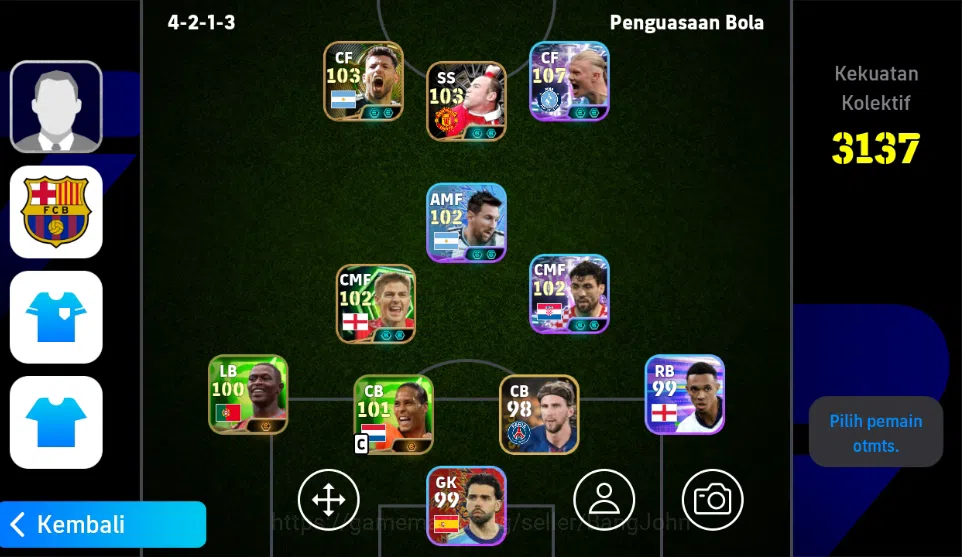 eFootball Accounts Others Mobile|PW 3137|Wayne Rooney BigT,MateoKovacicShowT,ErlingHaalandShow T,Kein Sato Show T,Steven 1