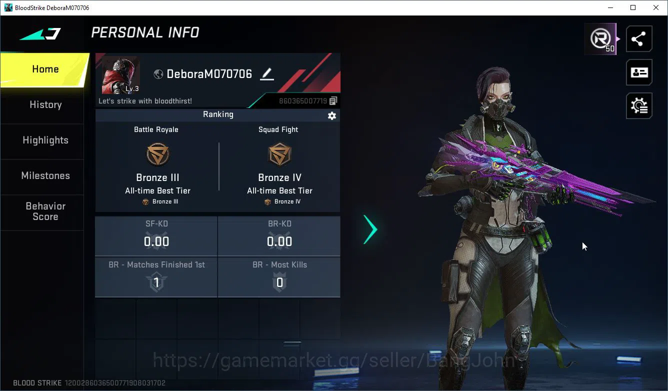 Blood Strike Accounts Starter ASIA | 1 Eternal: M4A1-Blight's Embrace | Epic Name-Changing Card | TakeMail | Check SS BS2545B 1
