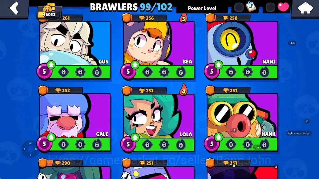Brawl Stars Accounts Android | 46052 Thropy|99 Brawler- 29 Max Lvl - 28 Hypercharge |10k Bling+142 Gems | TakeEmail Check SS 20