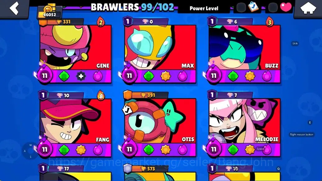 Brawl Stars Accounts Android | 46052 Thropy|99 Brawler- 29 Max Lvl - 28 Hypercharge |10k Bling+142 Gems | TakeEmail Check SS 9