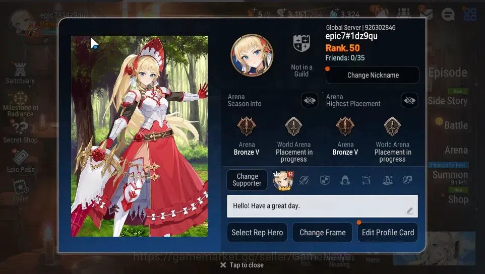 Epic Seven Accounts GLOBAL|UnVerif|New Era|5 ML(BHwayoung,Harsetti,Str image 2