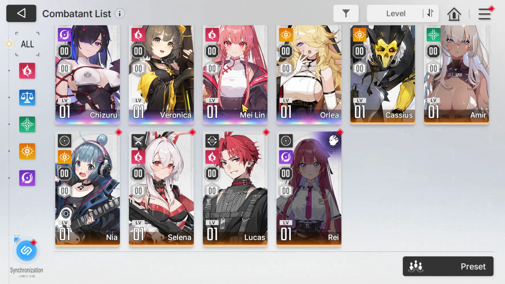 Chaos Zero Nightmare Accounts ASIA | Lv 54 | 7 Limit, Heidemarie EM 2, Nine, Narja, Chizuru, Veronica, Mei Lin, Orlea 1