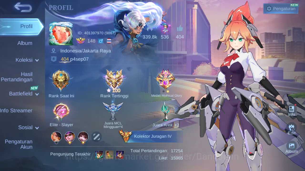 Mobile Legends: Bang Bang Accounts GLOBAL Hero 132 Skin 462 | Legend Franco Alu | Asp image 2