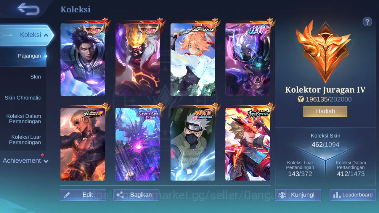 Mobile Legends: Bang Bang Accounts GLOBAL Hero 132 Skin 462 | Legend Franco Alu | Asp image 8