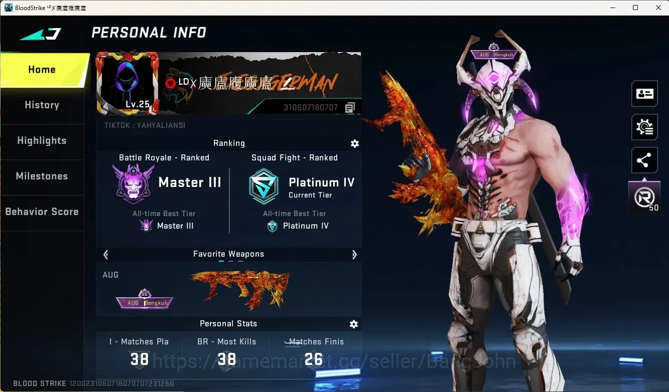 Blood Strike Accounts Others ASIA|Ultra Melee The Iron That Strikes Happy Couples|1 Eternal Gun:AUG-Requiem|1 Ultra Gun|7 1
