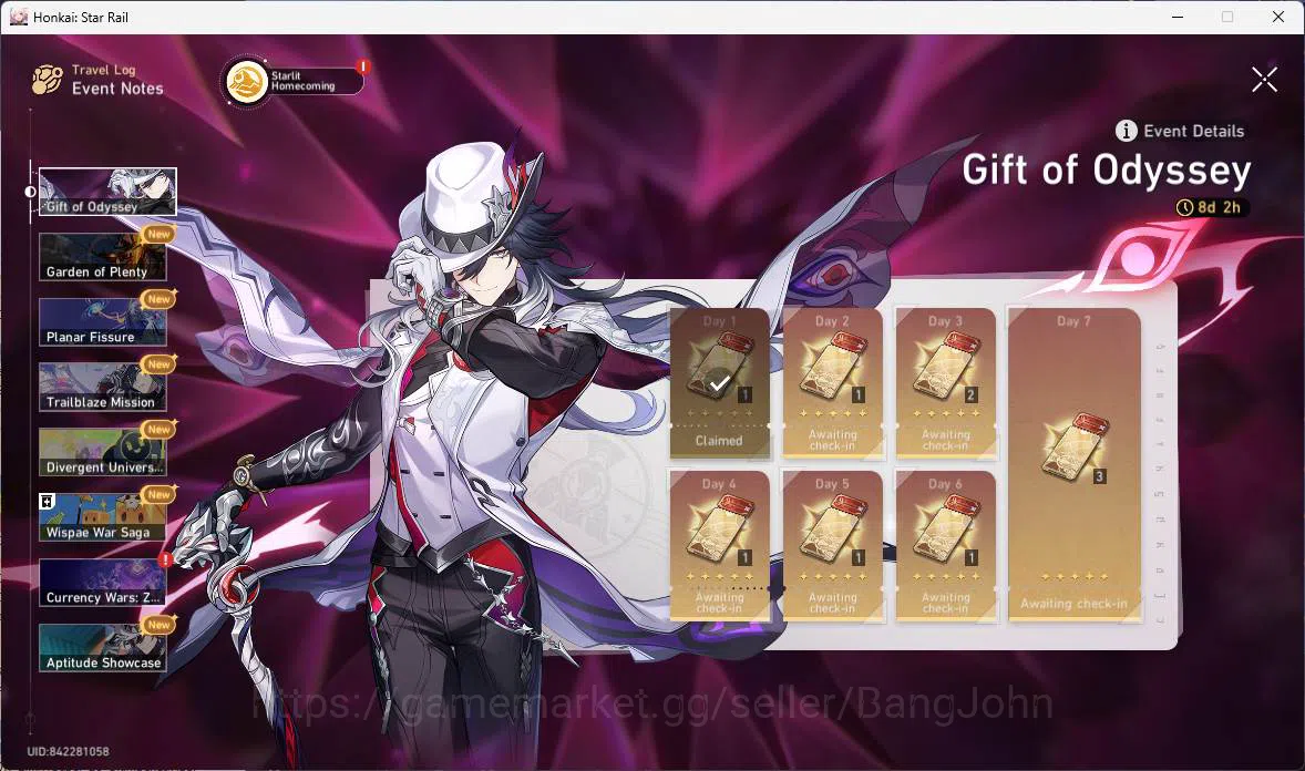 Honkai Star Rail Accounts Others ASIA|TL 40|3 Limit|Yao Guang, Kafka, Dan Heng PT,etc|Check SS|MC Male|HSR226B 9