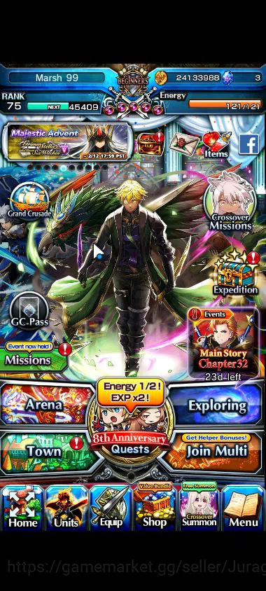 Grand Summoners Starter Global|Rank 75|7 Ascend |[WH FenTW,Lord Samurai Ri image 1