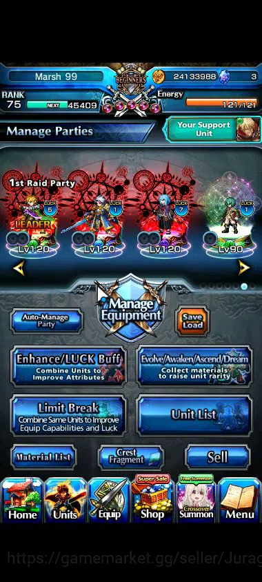 Grand Summoners Accounts Starter Global|Rank 75|7 Ascend |[WH FenTW,Lord Samurai 2