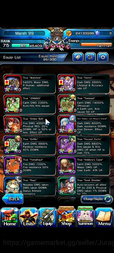 Grand Summoners Accounts Starter Global|Rank 75|7 Ascend |[WH FenTW,Lord Samurai 5
