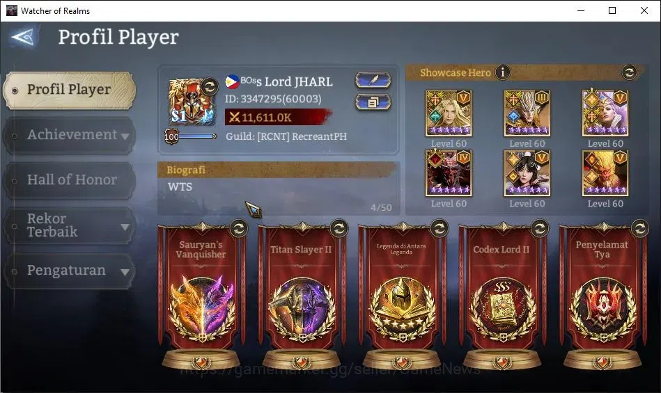 Watcher of Realms Accounts GLOBAL 60x|11,6M Power|20 Lord[IngridA5,ValderonA4 image 2