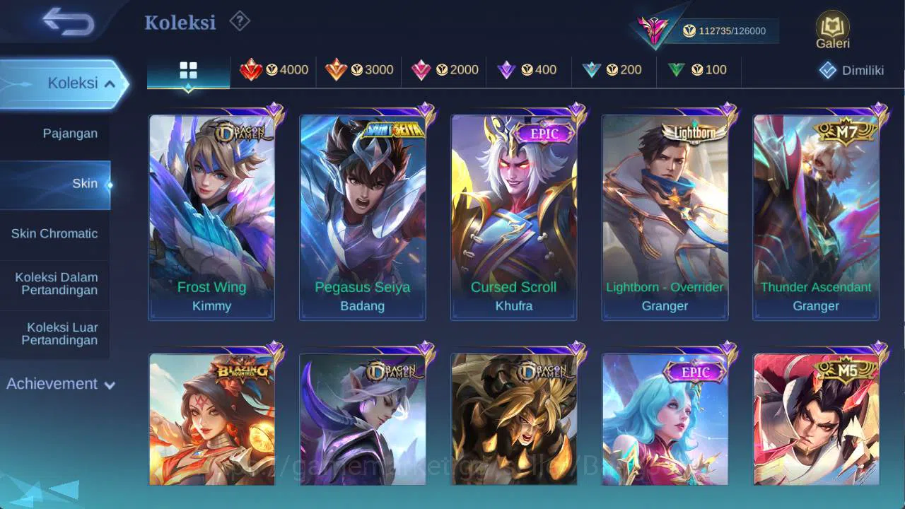 Mobile Legends: Bang Bang Accounts Others hero 131 skin 400+ legend (freya, miya), aspirant ruby, LB (alice, franco, roger 10