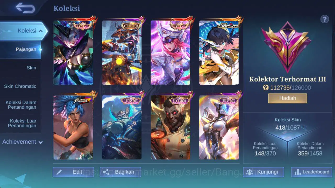 Mobile Legends: Bang Bang Accounts Others hero 131 skin 400+ legend (freya, miya), aspirant ruby, LB (alice, franco, roger 2