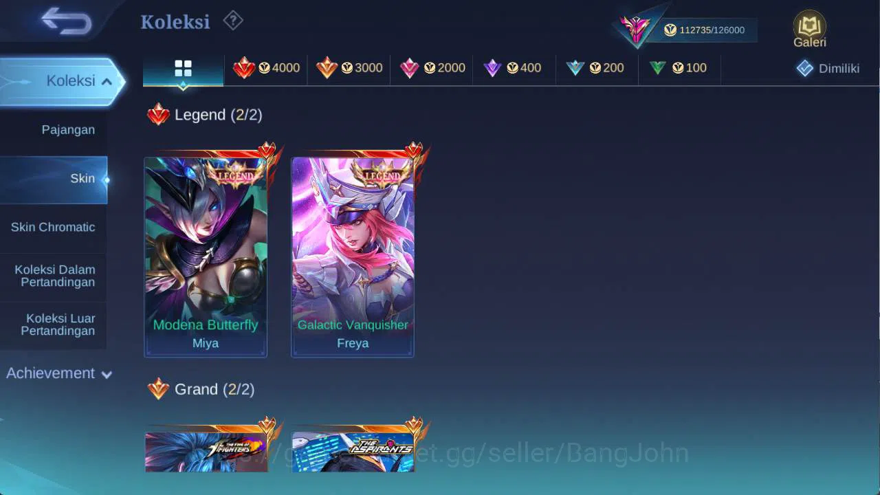 Mobile Legends: Bang Bang Accounts Others hero 131 skin 400+ legend (freya, miya), aspirant ruby, LB (alice, franco, roger 3