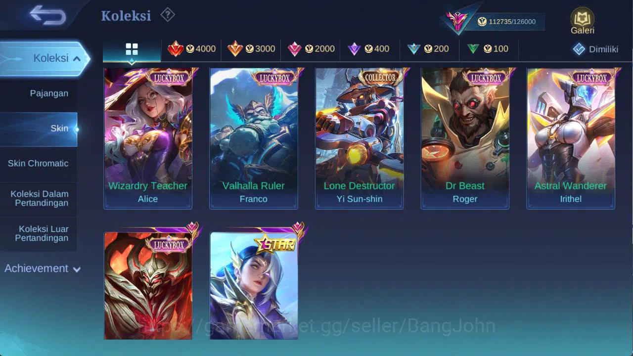 Mobile Legends: Bang Bang Accounts Others hero 131 skin 400+ legend (freya, miya), aspirant ruby, LB (alice, franco, roger 5
