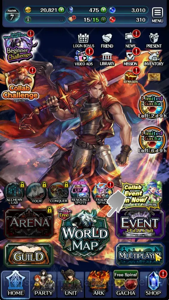Last Cloudia Accounts GLOBAL|Rank 7|Collab Brave Frontier (Fire God Varg image 7