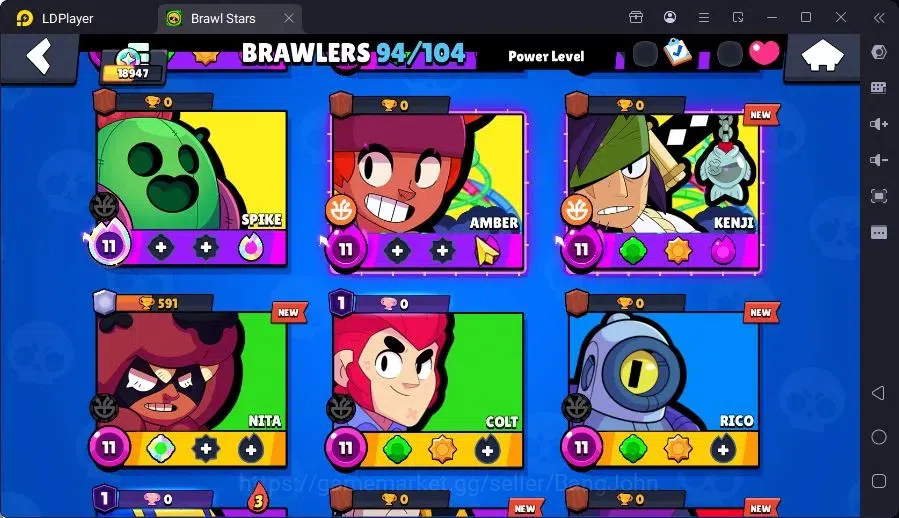 Brawl Stars Accounts Trophy 18947|94 Brawler|33 Max Hc(Shelly,Bull,Brock,ETC)|3 Hc,14 Legend,17Mythic Skin|16012 10