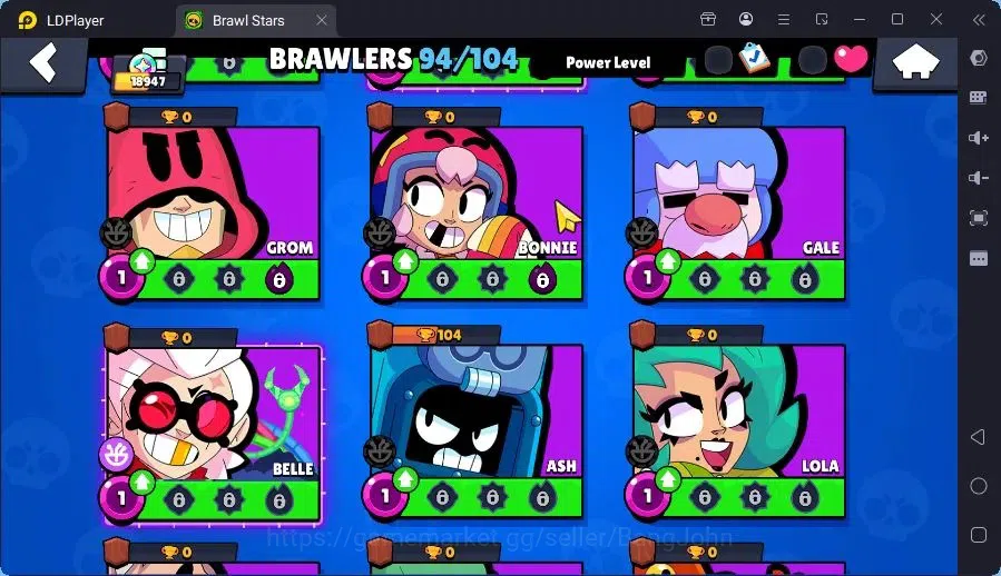 Brawl Stars Accounts Trophy 18947|94 Brawler|33 Max Hc(Shelly,Bull,Brock,ETC)|3 Hc,14 Legend,17Mythic Skin|16012 14