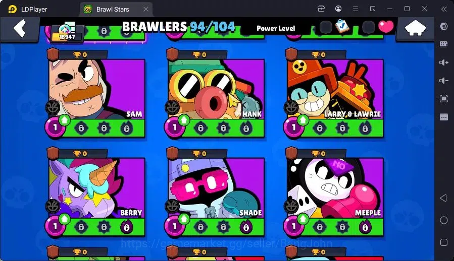 Brawl Stars Accounts Trophy 18947|94 Brawler|33 Max Hc(Shelly,Bull,Brock,ETC)|3 Hc,14 Legend,17Mythic Skin|16012 15