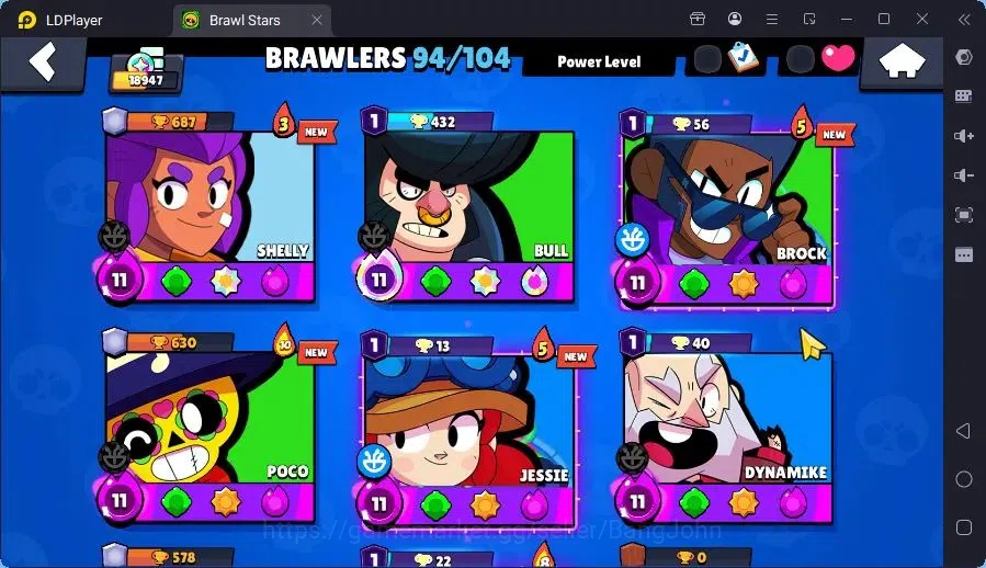 Brawl Stars Accounts Trophy 18947|94 Brawler|33 Max Hc(Shelly,Bull,Brock,ETC)|3 Hc,14 Legend,17Mythic Skin|16012 5