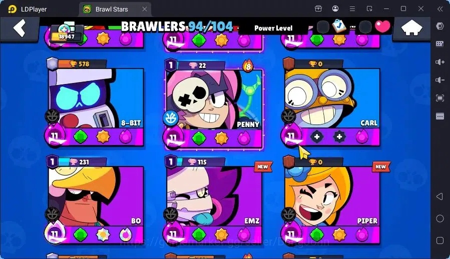 Brawl Stars Accounts Trophy 18947|94 Brawler|33 Max Hc(Shelly,Bull,Brock,ETC)|3 Hc,14 Legend,17Mythic Skin|16012 6