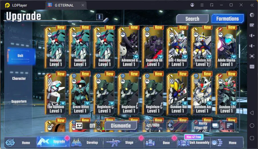 SD Gundam G Generation ETERNAL Accounts GLOBAL rank 7, 400DM, 6 UR unit, 5 char, 6 SUPP, E image 15