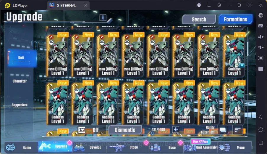 SD Gundam G Generation ETERNAL Accounts GLOBAL rank 7, 400DM, 6 UR unit, 5 char, 6 SUPP, E image 16
