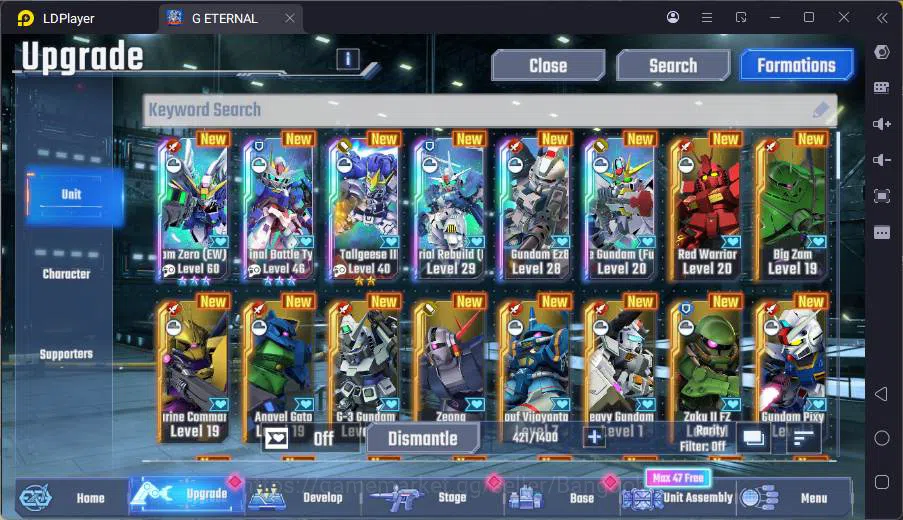 SD Gundam G Generation ETERNAL Accounts GLOBAL rank 7, 400DM, 6 UR unit, 5 char, 6 SUPP, E image 20
