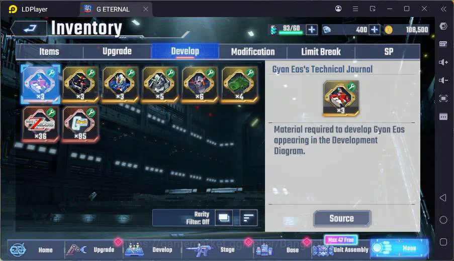 SD Gundam G Generation ETERNAL Accounts GLOBAL rank 7, 400DM, 6 UR unit, 5 char, 6 SUPP, E image 3