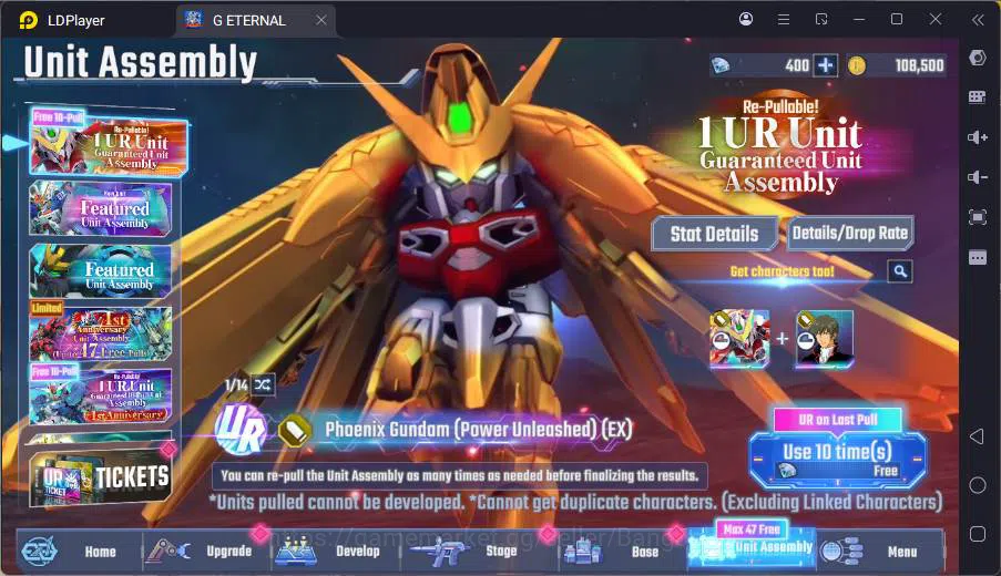 SD Gundam G Generation ETERNAL Accounts GLOBAL rank 7, 400DM, 6 UR unit, 5 char, 6 SUPP, E image 6