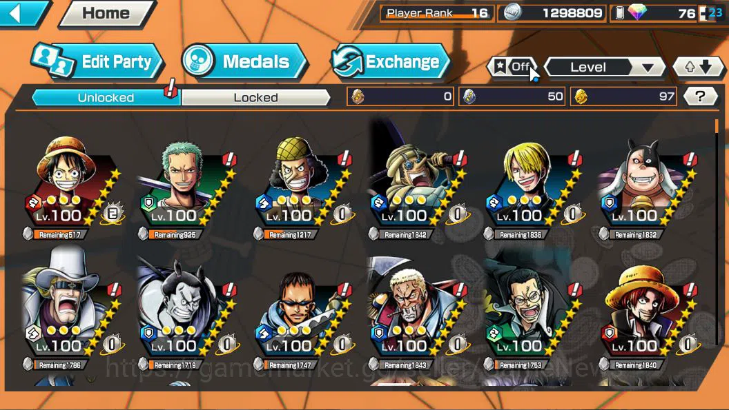 One Piece Bounty Rush Accounts Global|5 EX| HERO D.Grap,T4Emperors Shanks,Seraphi image 5