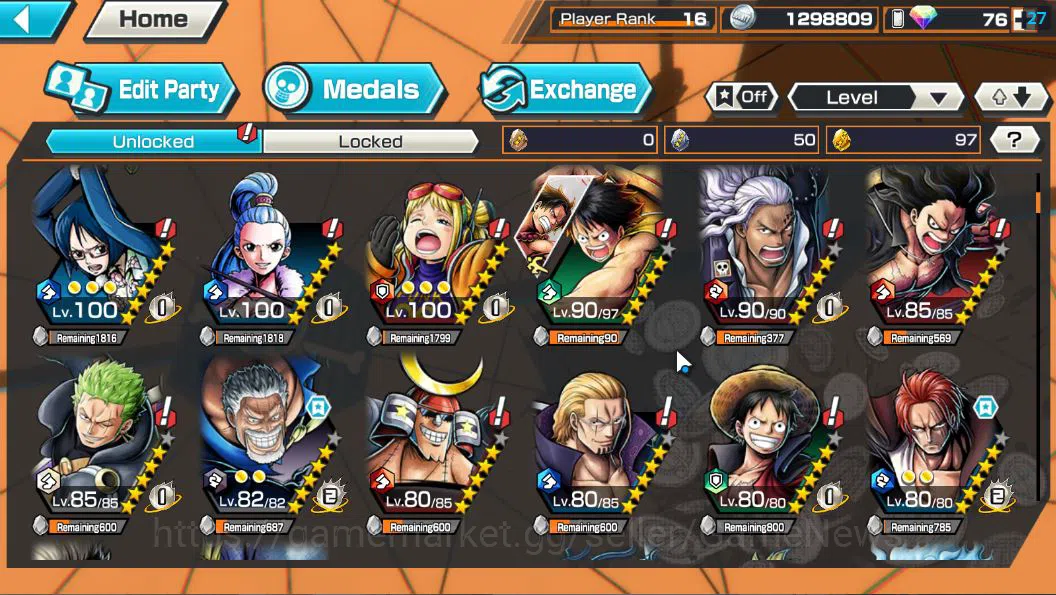 One Piece Bounty Rush Accounts Global|5 EX| HERO D.Grap,T4Emperors Shanks,Seraphi image 6