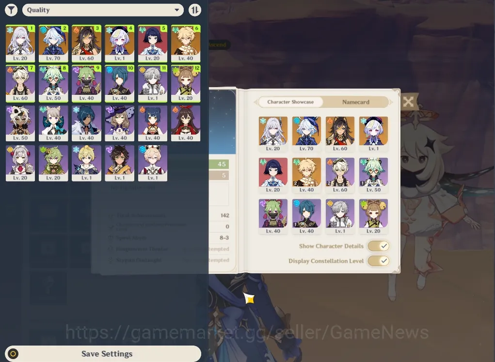 Genshin Impact Accounts Mid Game ASIA|AR 45|2 Limited + 2(*5 Weapon)|Furina+Signature,Skirk|2 Std Character|Male MC|Take 1