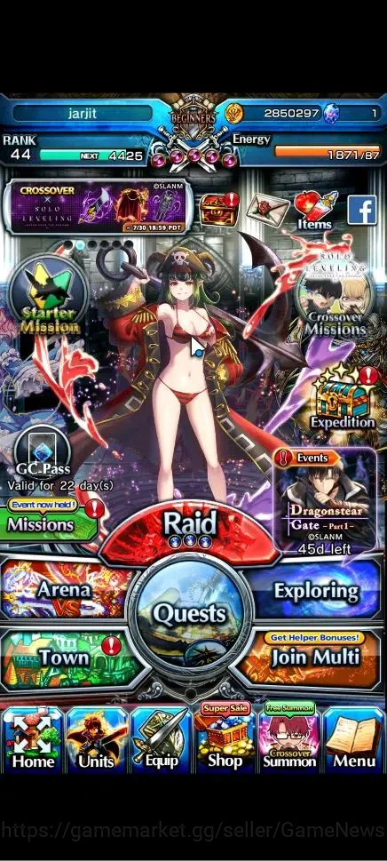 Grand Summoners Accounts Global|Rank 44|2 Ascend+1 TW| Yuyuko Saigyouji+TW, image 1