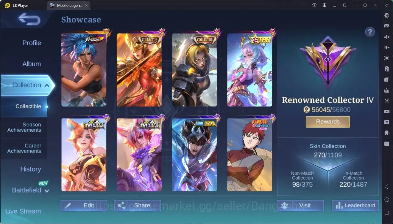Mobile Legends: Bang Bang Accounts Global|Hero 132|Skin 270|Renowned|KOF Krina|CC Nat image 2