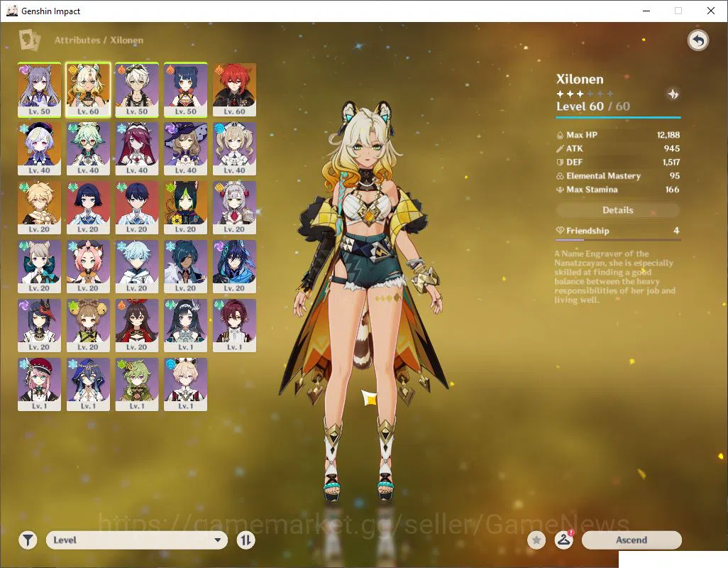 Genshin Impact Accounts Asia|AR 35|1 Limited +1(*5Weapon) | Xilonen |Fragi image 3