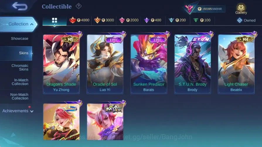 Mobile Legends: Bang Bang Accounts Global|Skin 512|Exalted|Legend Gusion+Lunox|PRIME image 6