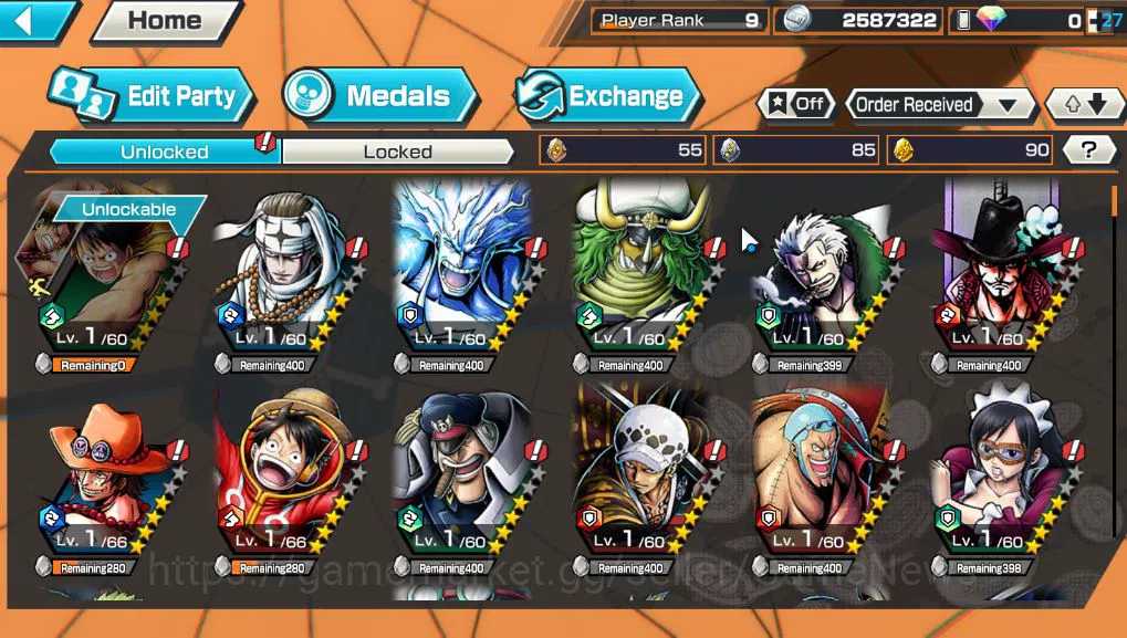 One Piece Bounty Rush Accounts Mid-Tier Global|4 EX|Blackbeard Pirates Kuzan,Winner Is Trafalgar Law,Legendary Hero 5