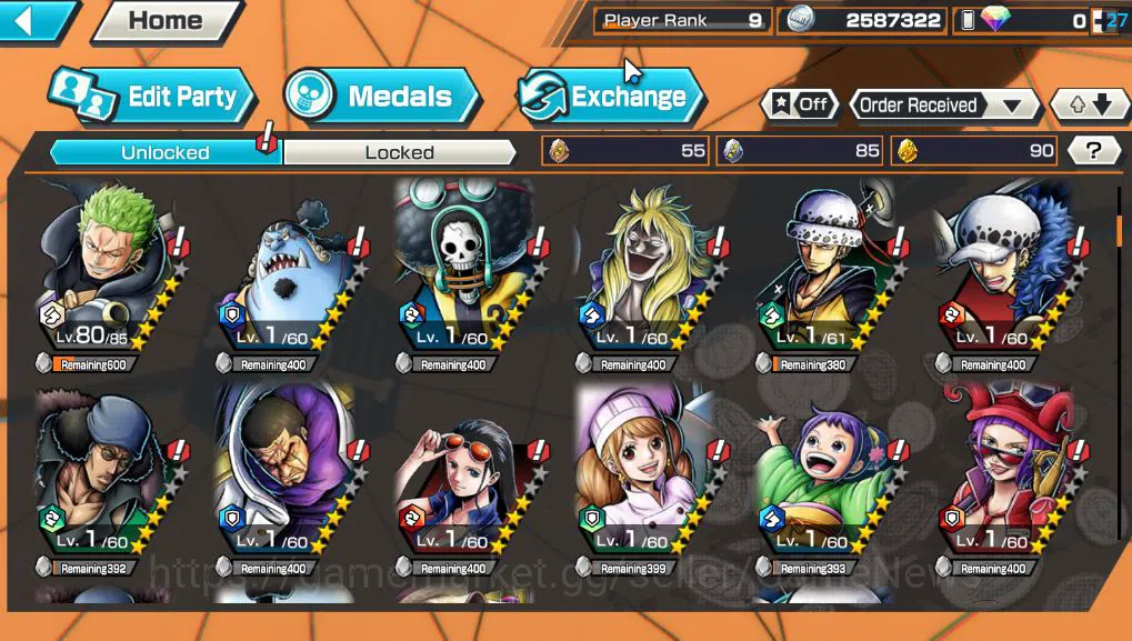 One Piece Bounty Rush Accounts Mid-Tier Global|4 EX|Blackbeard Pirates Kuzan,Winner Is Trafalgar Law,Legendary Hero 6
