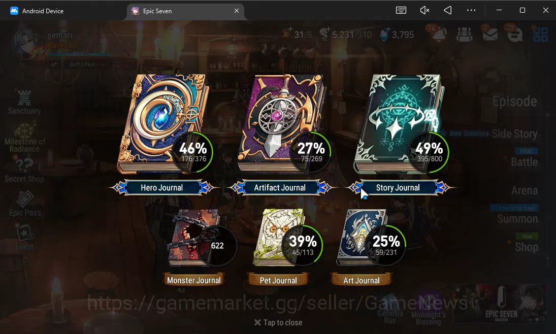Epic Seven Accounts Mid-Tier ASIA Verif| 9 ML(BArunka,Belian,SS Vivian,Etc)+Stark,TA Coli,Etc|AUTO W Hunt|271 Speed SE 3