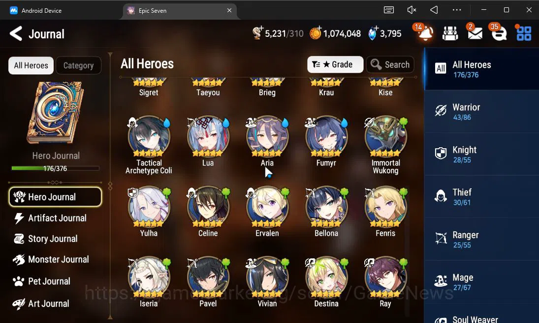 Epic Seven Accounts Mid-Tier ASIA Verif| 9 ML(BArunka,Belian,SS Vivian,Etc)+Stark,TA Coli,Etc|AUTO W Hunt|271 Speed SE 8