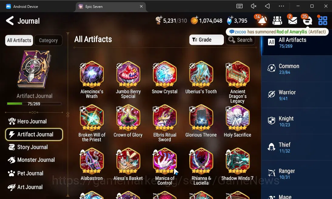 Epic Seven Accounts Mid-Tier ASIA Verif| 9 ML(BArunka,Belian,SS Vivian,Etc)+Stark,TA Coli,Etc|AUTO W Hunt|271 Speed SE 9